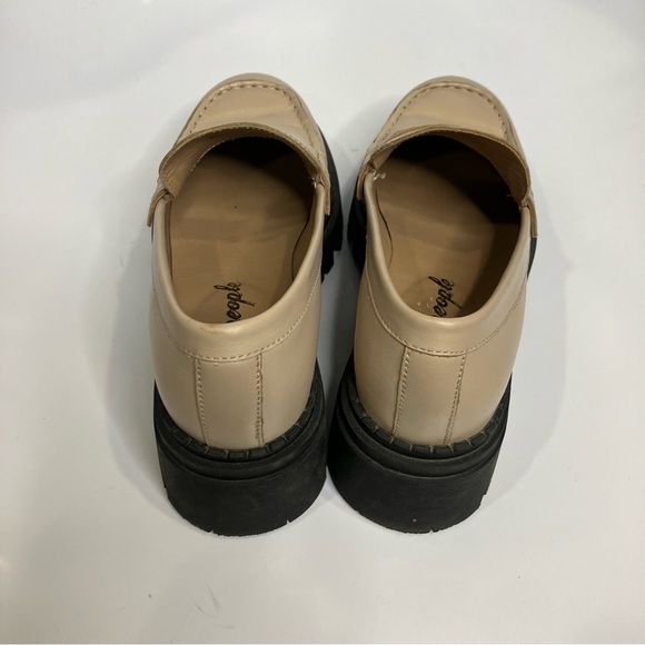 Free people‎ Lyra lug sole loafers tan Leather black womens size 36.5 trendy Y2K - Picture 6 of 9